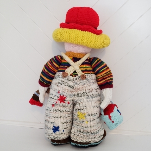 VINTAGE Jean Greenhowe Knitted Clown Doll Painter - Picture 4 of 11